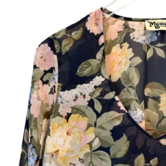 Show Me Your Mumu |  Navy Floral Hippy Dippy Party Blossom Top Blouse Size XS - Picture 3 of 10